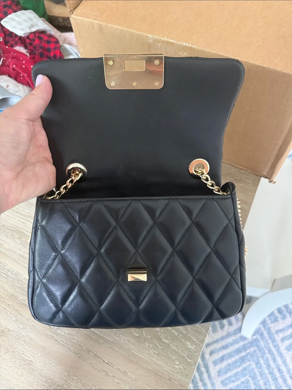 kate spade Black Quilted Covertible Bag with Gold Hardware
